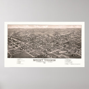 Póster Mount Vernon, mapa panorámico de IL - 1881