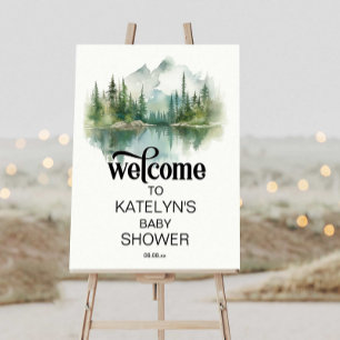 Póster Mountain Adventure Forest Greenery Baby Shower