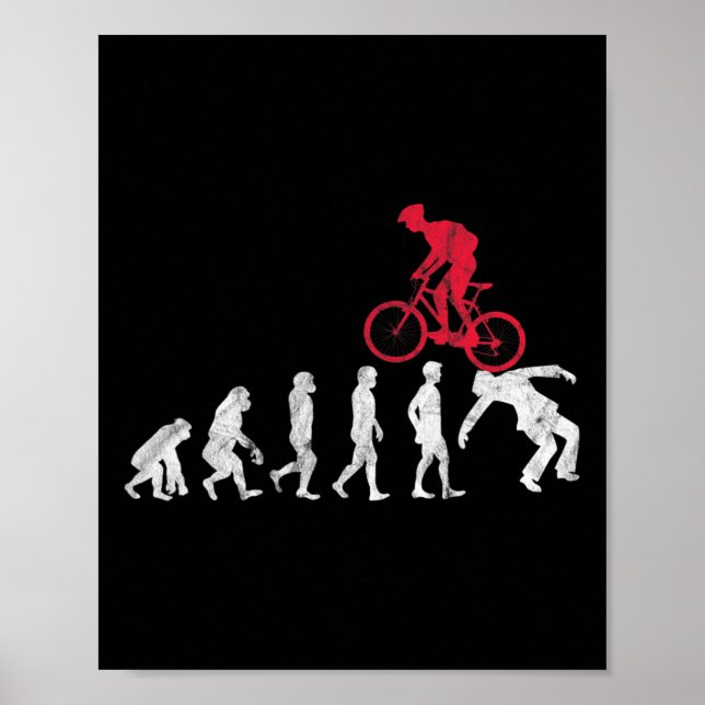 Póster Mountain Bike Evolution Crash Funny Mtb Bicycle Ri (Frente)