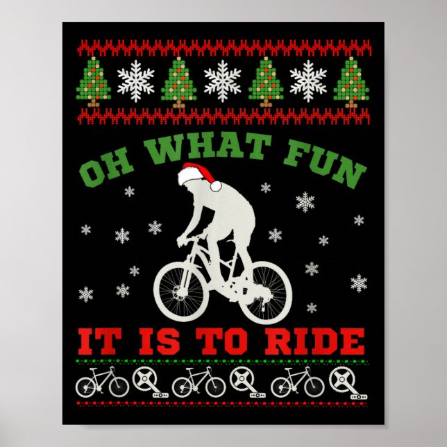 Póster Mountain Bike Rider, Oh What Fun Christmas Ugly Sw (Frente)
