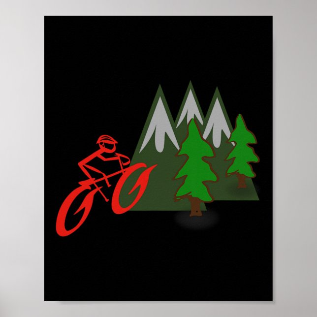 Póster Mountain Biking Rider Climbing Scene  (Frente)