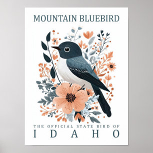 Póster Mountain Bluebird Bird of Idaho USA Travel