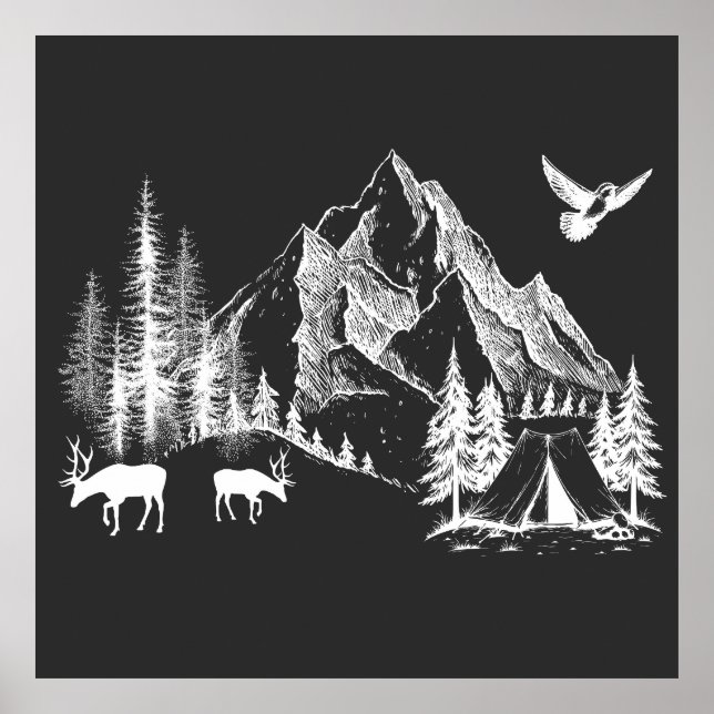 Póster Mountain Camping Adventure Wilderland Nature (Frente)