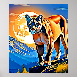 Póster Mountain Cougar: Sunset Majesty
