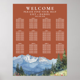 Póster Mountain Floral Terracotta Wedding Seating Chart