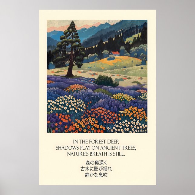 Póster Mountain Forest Art Print Wildflower Meadow (Frente)