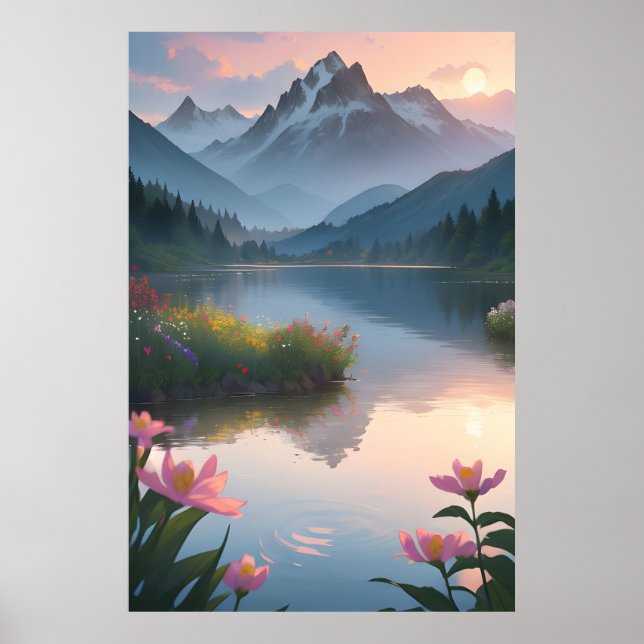 Póster Mountain Lake Sunset (Frente)