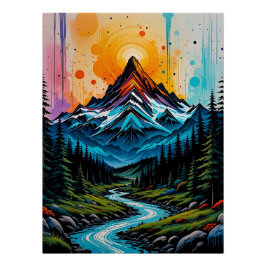 Póster Mountain Majesty: Nature-Inspired Graffit
