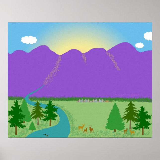 Póster Mountain Morn dibujo digital original (Frente)