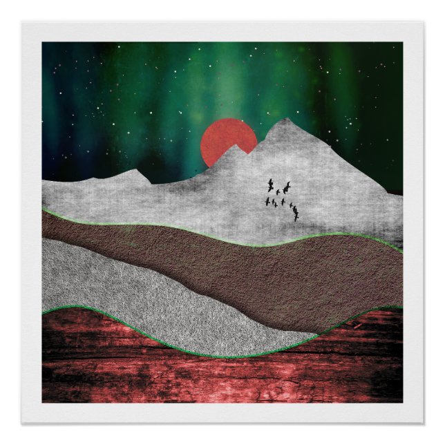 Póster Mountain Northern Lights (Anverso)