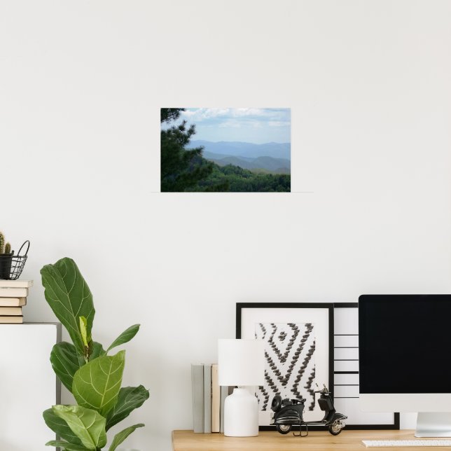 Póster Mountain Scene with Tree (Oficina en casa)