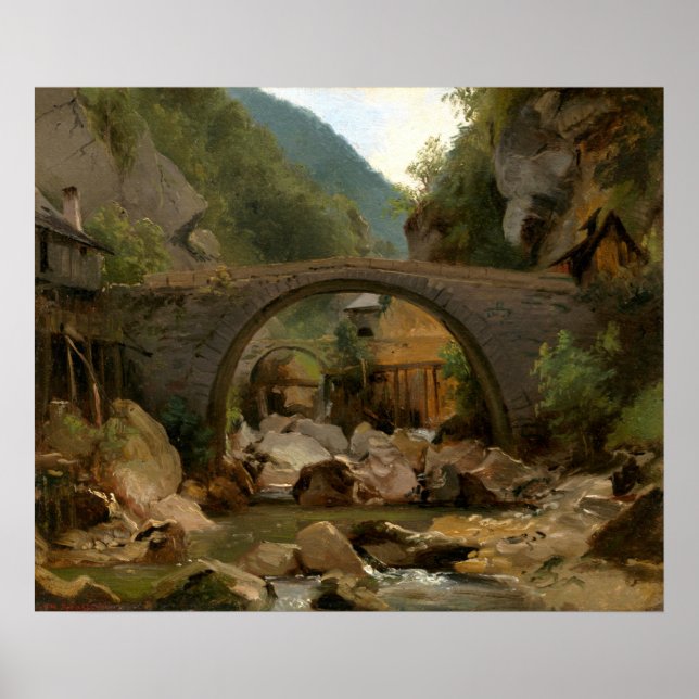 Póster Mountain Stream - Bella Artes Théodore Rousseau (Frente)