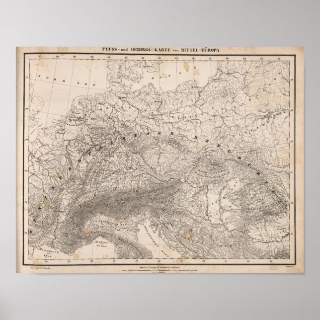 Póster Mountains and Rivers of Europe (Frente)