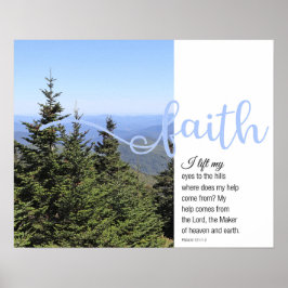 Póster Mountains Psalm 121:1-2 Faith Poster
