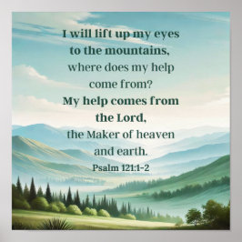 Póster Mountains Psalm 121:1-2 Scripture Me Levanto Los O