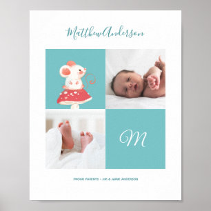Póster Mouse Rat • Alphabet Monogram Cute Baby Shower