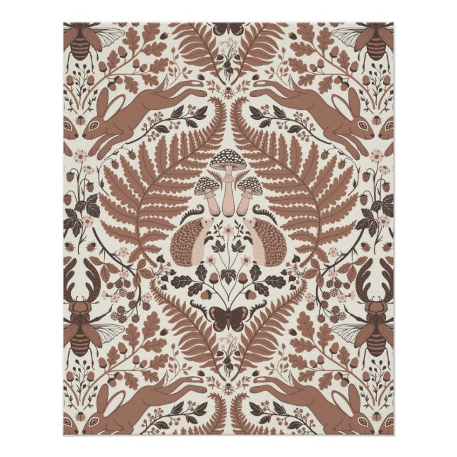 Póster Mousse de Mocha, animales y plantas de bosque (Anverso)