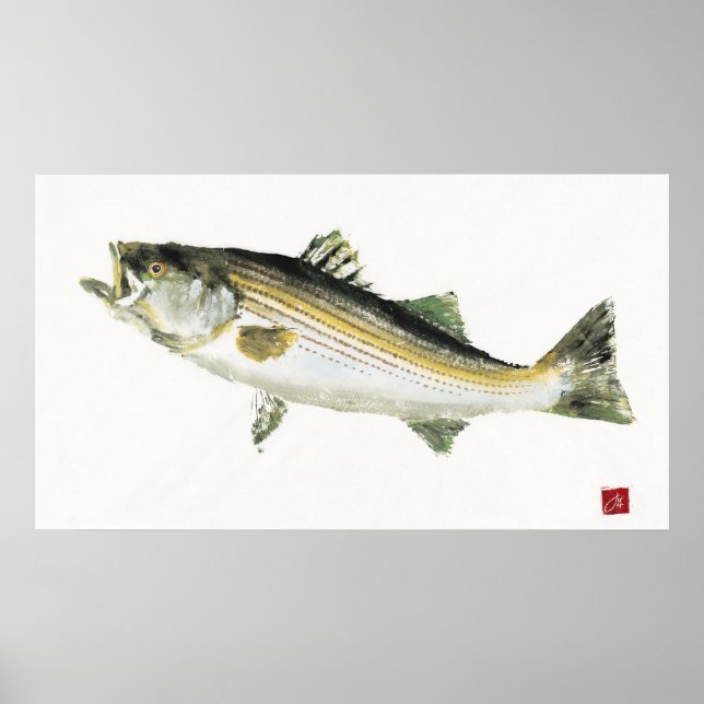 Póster Moviendo a Bass Gyotaku (Frente)