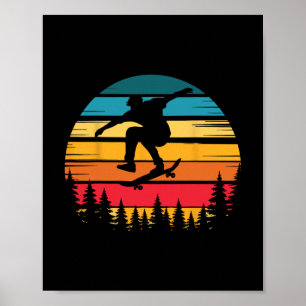 Póster Movimiento de truco de patinador retro amor por pa