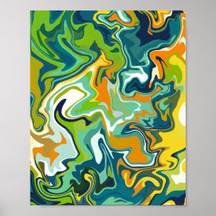 Póster Movimiento Fluido Abstracto Multicolor