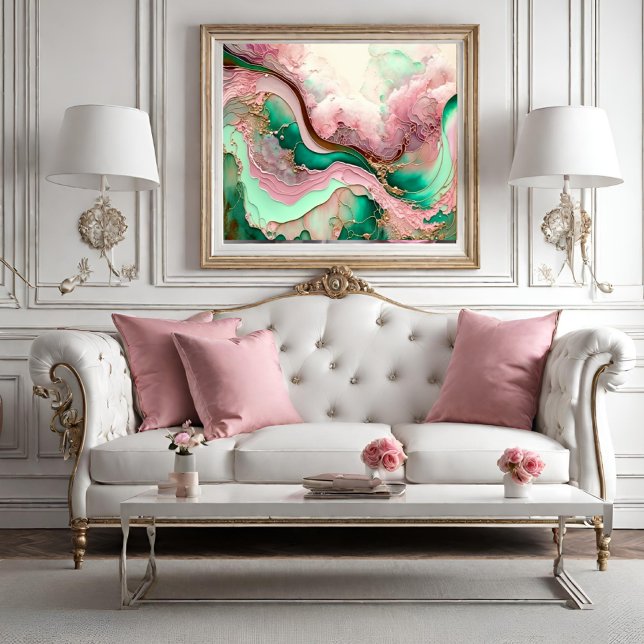 Póster Movimiento oceánico rosa y Verde azulado abstracto (Subido por el creador)