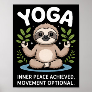 Póster Movimiento Opcional de Yoga Perezoso Logrado Paz I