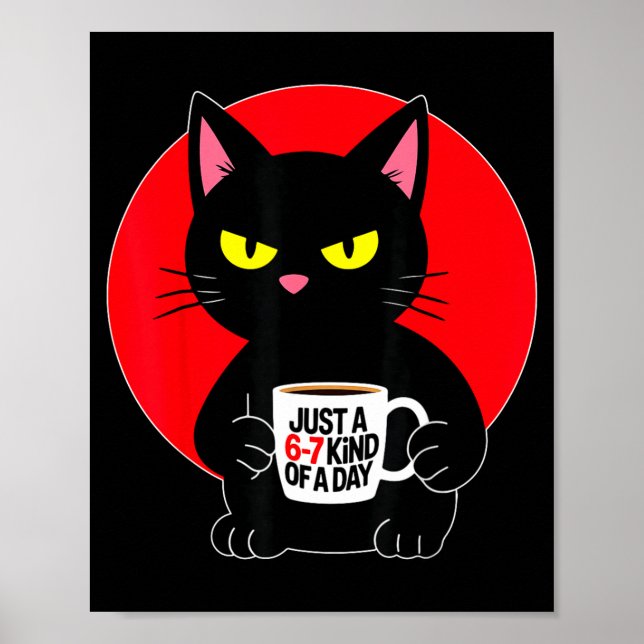 Póster Mpy 6 7 Meme Cat Funny Gen Alpha Six Seven Cat Lov (Frente)