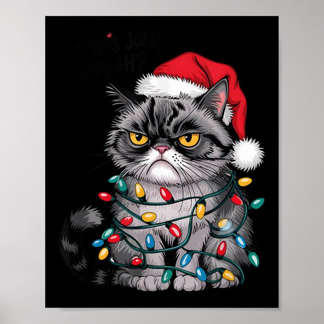 Póster Mpy Christmas Cat Jolly Enough Funny Holiday  (Frente)