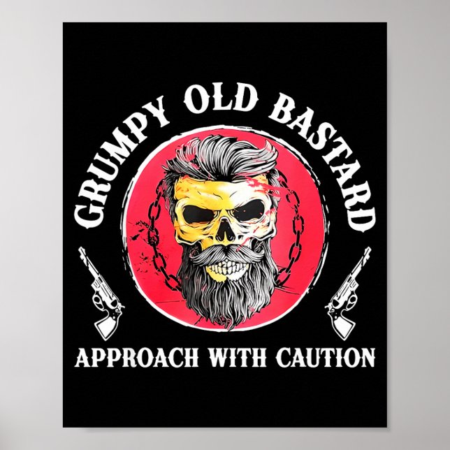 Póster Mpy Old Approach With Caution Beard Skull Barber  (Frente)