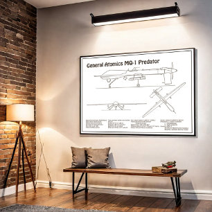 Póster MQ-1 Depredador UAV- Planeado de avión BD