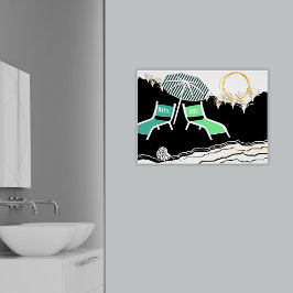 Póster Mr & Mrs Turquoise Beach Chairs At Sunset Poster