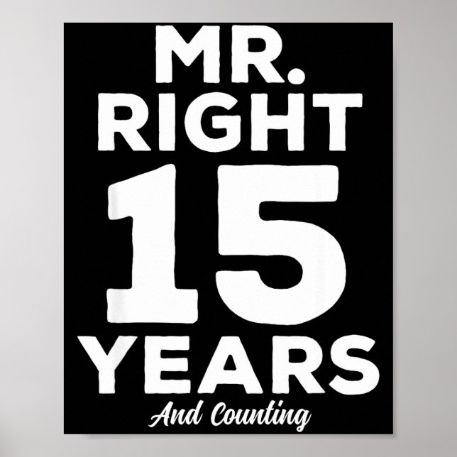 Póster Mr. Right 15 Years Wedding Anniversary Funny Match (Frente)