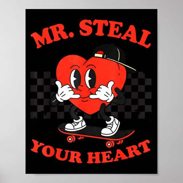 Póster Mr Steal Your Heart For Boys Toddlers Valentine's  (Frente)