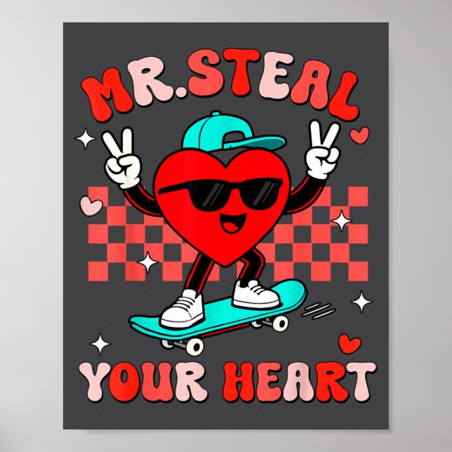 Póster Mr Steal Your Heart For Boys Toddlers Valentine's  (Frente)