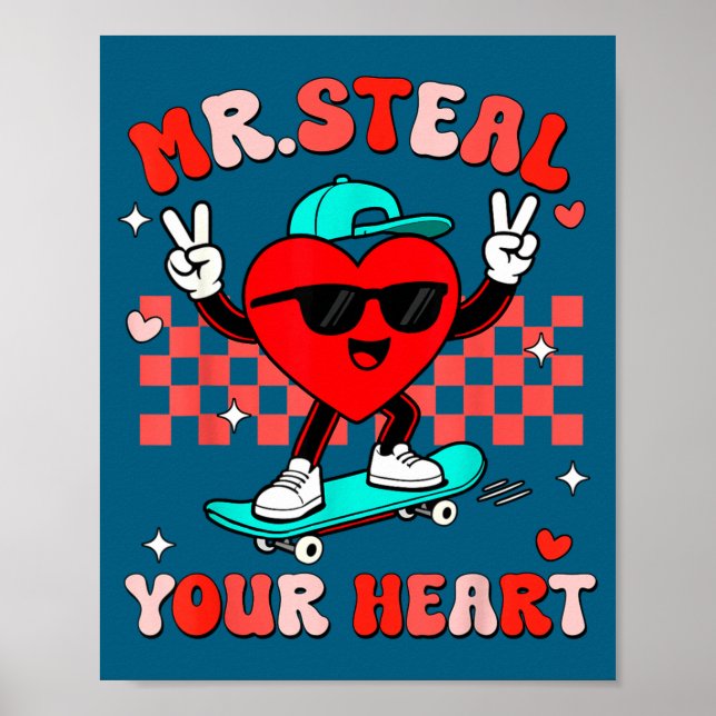 Póster Mr Steal Your Heart For Boys Toddlers Valentine's  (Frente)