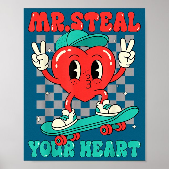 Póster Mr Steal Your Heart For Boys Toddlers Valentine's  (Frente)