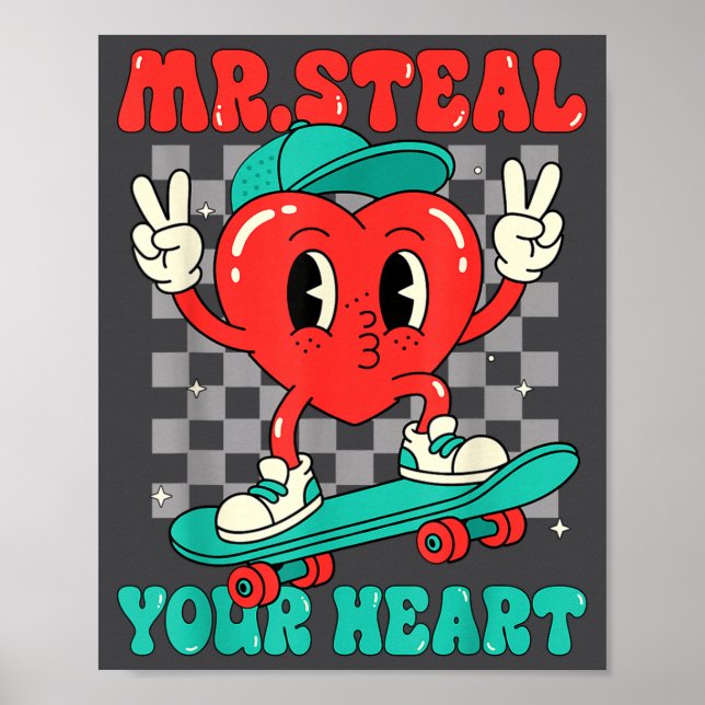 Póster Mr Steal Your Heart For Boys Toddlers Valentine's  (Frente)