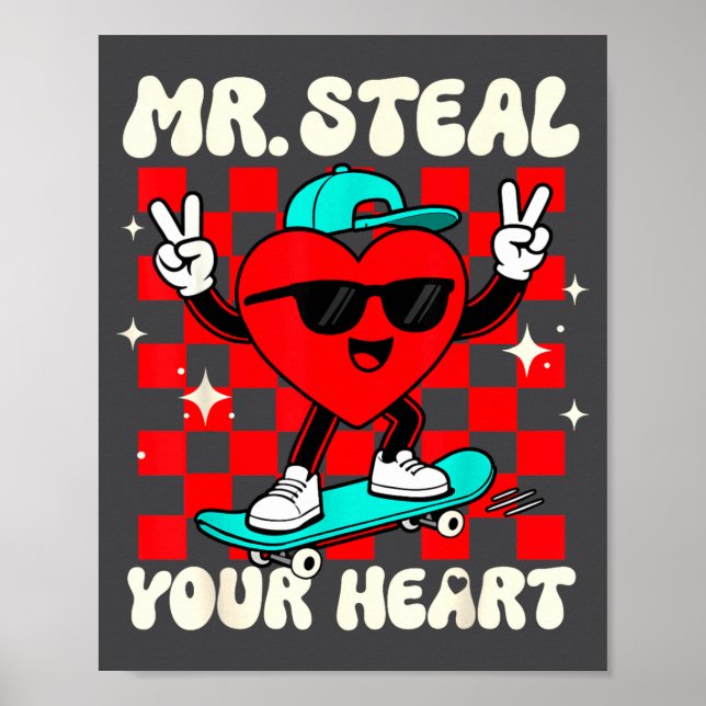 Póster Mr Steal Your Heart For Boys Toddlers Valentine's  (Frente)