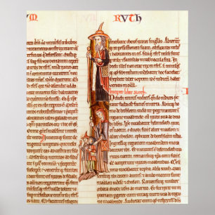 Póster Ms 21 fol.97 Ruth y Boaz, de una biblia
