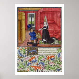 Póster Ms 2617 El escriba dedicando La Teseida a un trozo