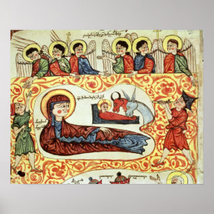 Póster Ms 404 fol.1v La Natividad, de un Evangelio