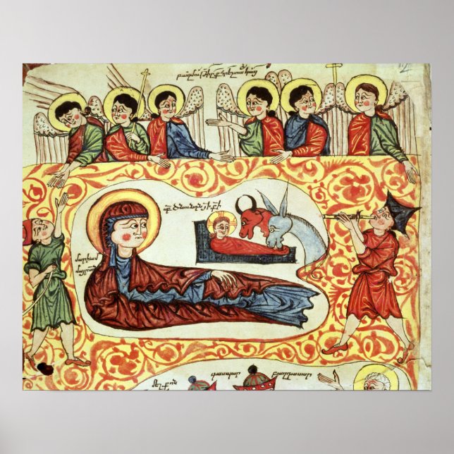 Póster Ms 404 fol.1v La Natividad, de un Evangelio (Frente)