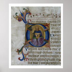 Póster Ms 531 f.169v Historiada 'D' inicial que represent