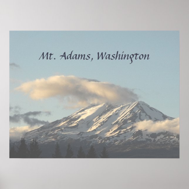 Póster Mt. Adams Washington con foto en la nube (Frente)