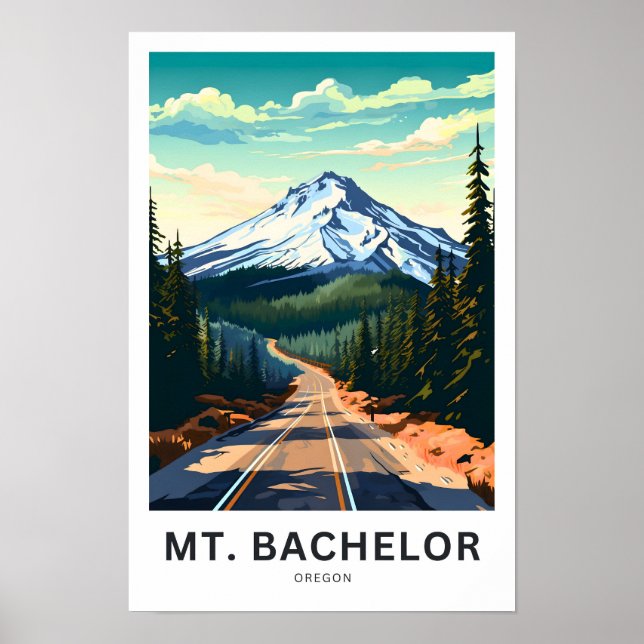 Póster Mt. Bachelor Oregon Travel Print (Frente)