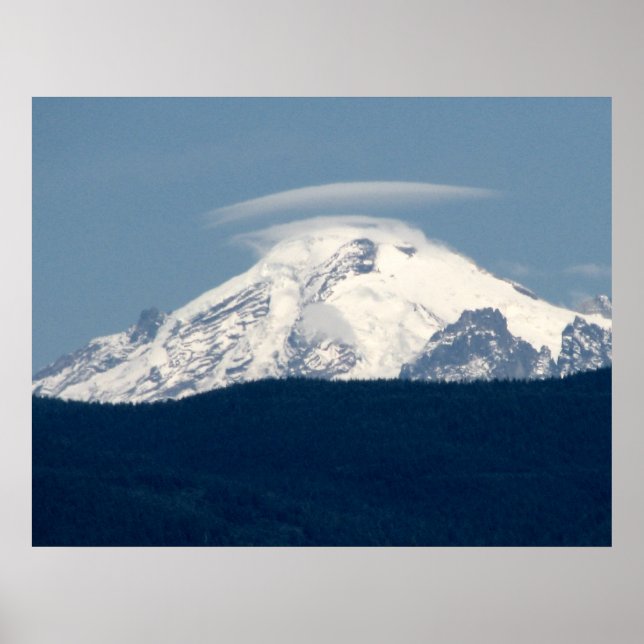 Póster Mt Baker Con Nube (Frente)