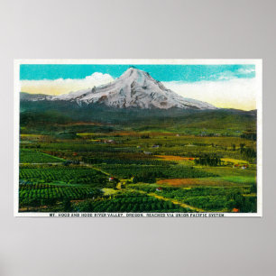 Póster Mt. Capilla del río de Hood River ValleyHood, O