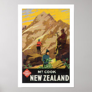 Póster Mt Cook Nueva Zelanda (blanco)