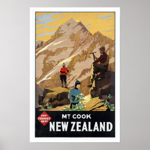 Póster Mt.Cook Nueva Zelanda - Viajes de época
