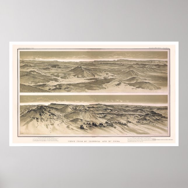 Póster Mt. Emma and Mt. Trumbull Grand Canyon View 1882 (Frente)